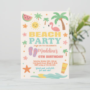 Kinder Beach Bash Verjaardag Uitnodiging & Decor