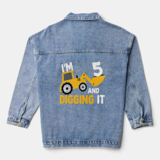 Kinder ben ik 5 en graaf het bouwgraafmachine 5 denim jacket