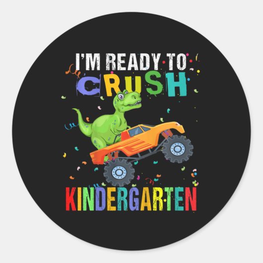 Kinder ben ik klaar om de Kindergarten Dinosaur te Ronde Sticker (Voorkant)