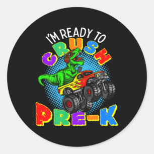 Kinder ben ik klaar om Prek Dinosaur Monster Tru t Ronde Sticker