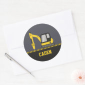 Kinder benaming bouwsteen gele graafmachine ronde sticker (Envelop)