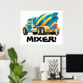 Kinder betonnen mixer Construction Truck Poster (Thuiskantoor)