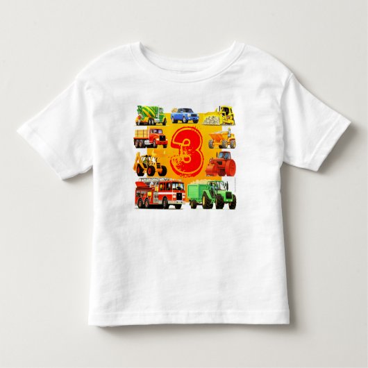 Kinder Big Construction Truck 3rd Birthday Shirts (Voorkant)