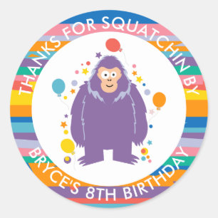 Kinder Bigfoot Verjaardag Bedankt Ronde Sticker