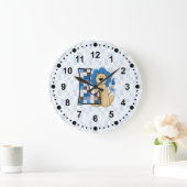 Kinder blauwe leng Mongoram Letter L Grote Klok (Huis)