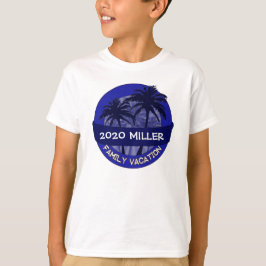 Kinder Blauwe Palmboom Custom Name Vakantie Tshirt
