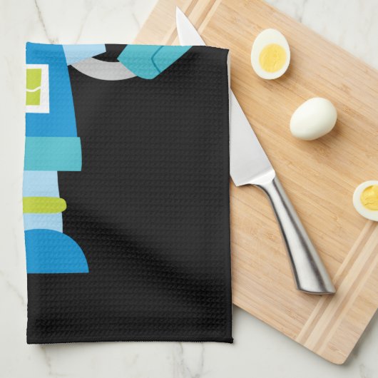 Kinder blauwe robot theedoek (Quarter Fold)