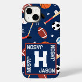 Kinder Blauwe Sportuitrustingspatroon Case-Mate iPhone Case (Achterkant)