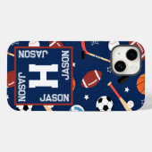 Kinder Blauwe Sportuitrustingspatroon Case-Mate iPhone Case (Achterkant (horizontaal))