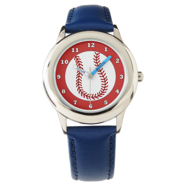 Kinder Blue Baseball Watch Horloge (Voorkant)