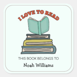Kinder boekstapel Aangepaste boekborden Vierkante Sticker