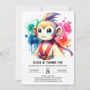 Kinder Boho Monkey verjaardag Kaart