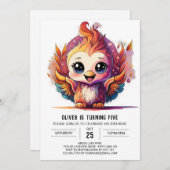 Kinder Boho Phoenix Waterverf Verjaardag Kaart (Voorkant / Achterkant)