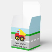 Kinder boogconstructiedumptruck bedankdoosjes (Geopend)