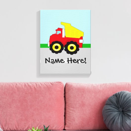 Kinder boogconstructiedumptruck canvas afdruk (Insitu (Woonkamer))