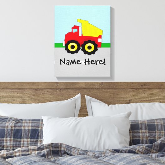 Kinder boogconstructiedumptruck canvas afdruk (Insitu (Slaapkamer))