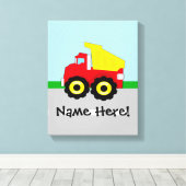 Kinder boogconstructiedumptruck canvas afdruk (Insitu (Houten vloer))
