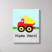 Kinder boogconstructiedumptruck canvas afdruk (Voorkant)