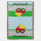 Kinder boogconstructiedumptruck deken (Voorkant Verticaal)