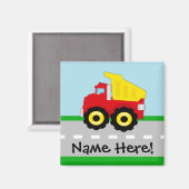 Kinder boogconstructiedumptruck magneet (Voorkant / Achterkant)