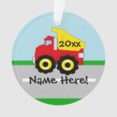 Kinder boogconstructiedumptruck ornament (voorkant)