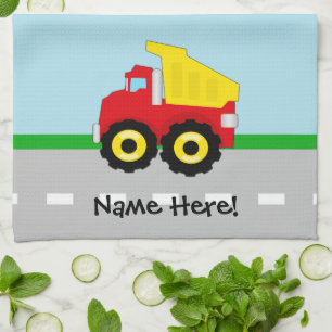 Kinder boogconstructiedumptruck theedoek