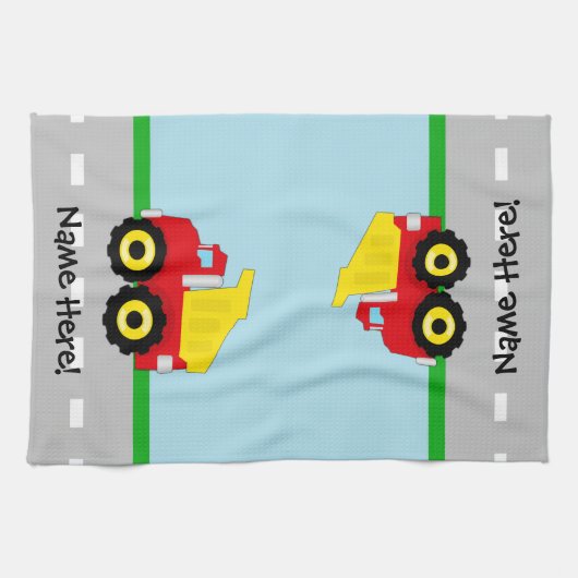 Kinder boogconstructiedumptruck theedoek (Horizontaal)