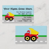 Kinder boogconstructiedumptruck visitekaartje (Voorkant / Achterkant)