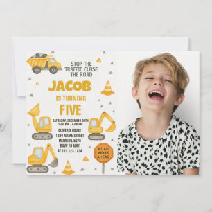 Kinder Bouw Verjaardagsuitnodiging met foto Kaart