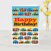 Kinder bouwtrucks jarig kaart (Gele Bloem)