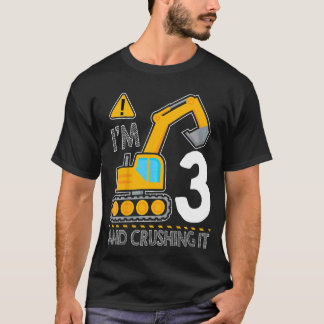 Kinder bouwwagen 3e verjaardag Ik ben 3 en Cru T-shirt
