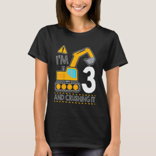 Kinder bouwwagen 3e verjaardag Ik ben 3 en Cru T-shirt