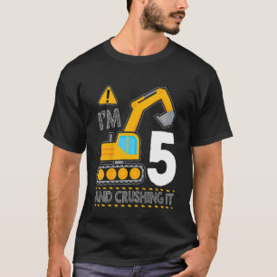 Kinder bouwwagen 5e verjaardag Ik ben 5 en Cru T-shirt