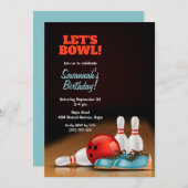 Kinder Bowling Birthday Party Kaart (Voorkant / Achterkant)