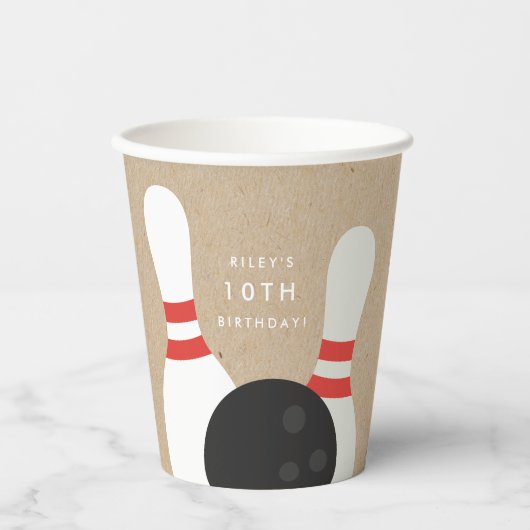 Kinder Bowling Birthday Party Papieren Bekers (Voorkant)