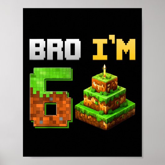 Kinder Boy Is Mijn 6e Verjaardag Bro Game Pixel 6  Poster (Voorkant)