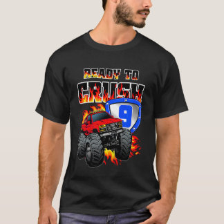 Kinder Boys 9th Birthday Monster Truck Birthday 9 T-shirt