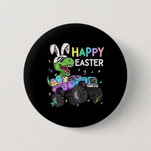 Kinder Boys Happy Easter T-rex Bunny Monster Truck Ronde Button 5,7 Cm