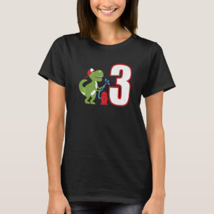 Kinder brandweerman 3e verjaardag dinosaurus brand t-shirt
