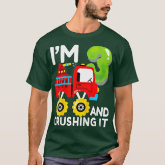 Kinder brandweerwagen 3e verjaardag vuurvijg t-shirt