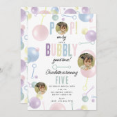 Kinder Bubble Party POP op door Verjaardag Custom  Kaart (Voorkant / Achterkant)