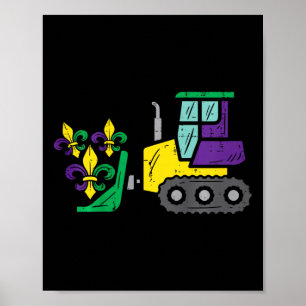 Kinder Bulldozer Mardi Gras Cute Toddler Kinder Bo Poster