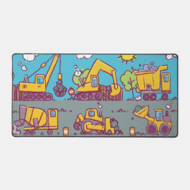 Kinder bureau mat met bouwthema