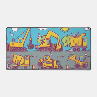 Kinder bureau mat met bouwthema