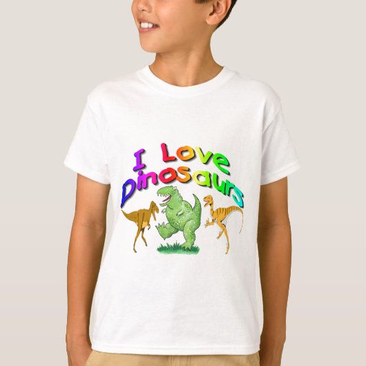 Kinder cadeaus "I Love Dinosaurs" T-shirt (Voorkant)