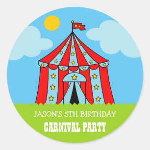 Kinder carnaval circus Verjaardagsfeest gunst stic Ronde Sticker