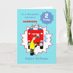 Kinder Cartoon Brandweerwagen Leuke verjaardag Kaart