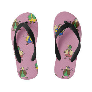Kinder Cartoon Fun Family Girl op elke kleur Teenslippers