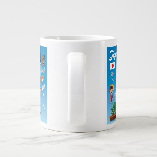 Kinder Cartoon Kaart van Japan Extra Grote Beker (Achterkant)