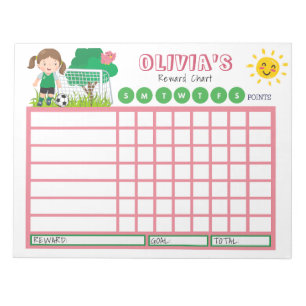 Kinder Chore Chart, gepersonaliseerde voetbalkaart Notitieblok